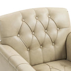 Fauteuils d'appoint en cuir végétalien capitonnés (2 chaises), Fauteuil avec garniture cloutée