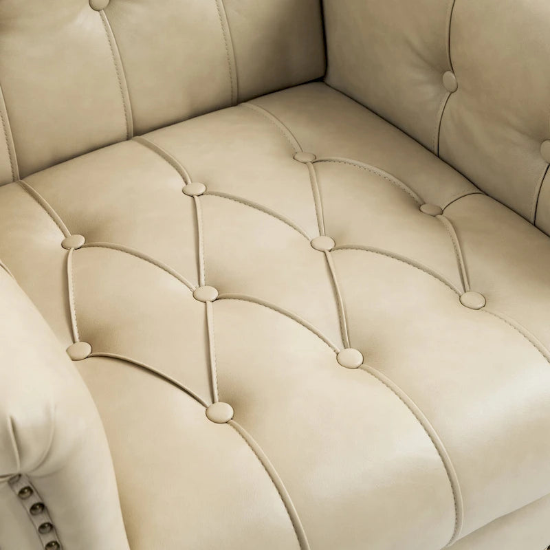 Fauteuils d'appoint en cuir végétalien capitonnés (2 chaises), Fauteuil avec garniture cloutée