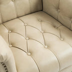Fauteuils d'appoint en cuir végétalien capitonnés (2 chaises), Fauteuil avec garniture cloutée