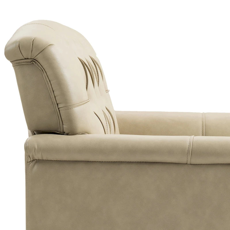 Fauteuils d'appoint en cuir végétalien capitonnés (2 chaises), Fauteuil avec garniture cloutée