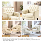 Fauteuils d'appoint en cuir végétalien capitonnés (2 chaises), Fauteuil avec garniture cloutée