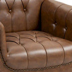 Fauteuils d'appoint en cuir végétalien capitonnés (2 chaises), Fauteuil avec garniture cloutée