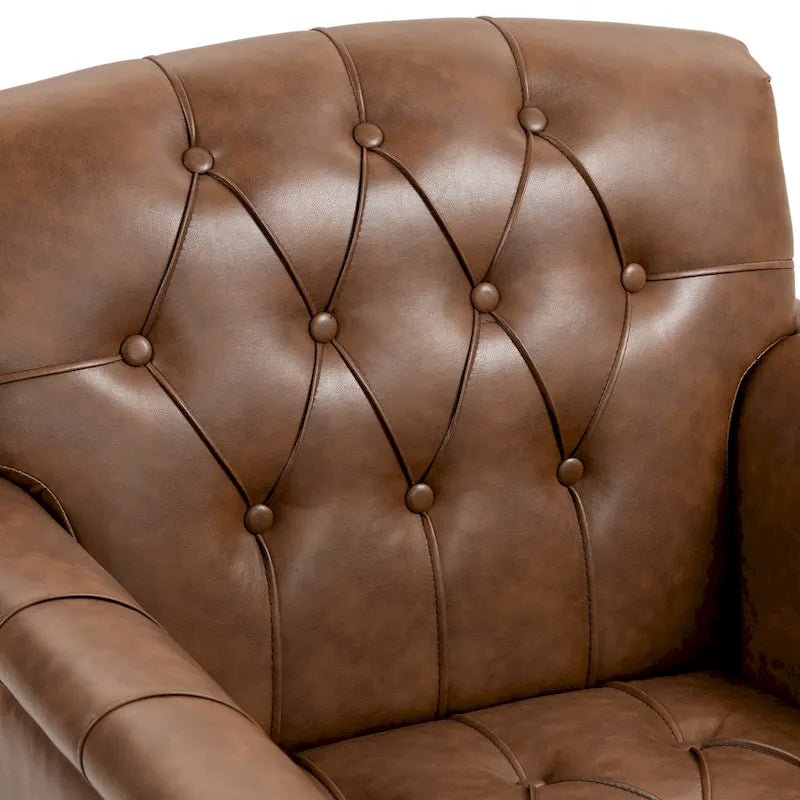 Fauteuils d'appoint en cuir végétalien capitonnés (2 chaises), Fauteuil avec garniture cloutée
