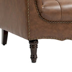 Fauteuils d'appoint en cuir végétalien capitonnés (2 chaises), Fauteuil avec garniture cloutée