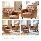 Fauteuils d'appoint en cuir végétalien capitonnés (2 chaises), Fauteuil avec garniture cloutée