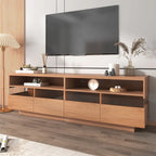 Meuble TV autoportant avec 4 tiroirs, console multimédia avec rangement transparent en acrylique pour téléviseurs jusqu'à 75 pouces