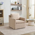 Fauteuil d'appoint pivotant à 360° en chenille moderne de 29,92 pouces avec cadre en bois massif et coussin de dossier amovible