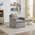 Fauteuil d'appoint pivotant à 360° en chenille moderne de 29,92 pouces avec cadre en bois massif et coussin de dossier amovible