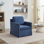 Fauteuil d'appoint pivotant à 360° en chenille moderne de 29,92 pouces avec cadre en bois massif et coussin de dossier amovible
