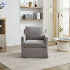 Fauteuil d'appoint pivotant à 360° en chenille moderne de 29,92 pouces avec cadre en bois massif et coussin de dossier amovible