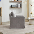Fauteuil d'appoint pivotant à 360° en chenille moderne de 29,92 pouces avec cadre en bois massif et coussin de dossier amovible