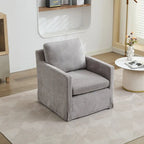 Fauteuil d'appoint pivotant à 360° en chenille moderne de 29,92 pouces avec cadre en bois massif et coussin de dossier amovible