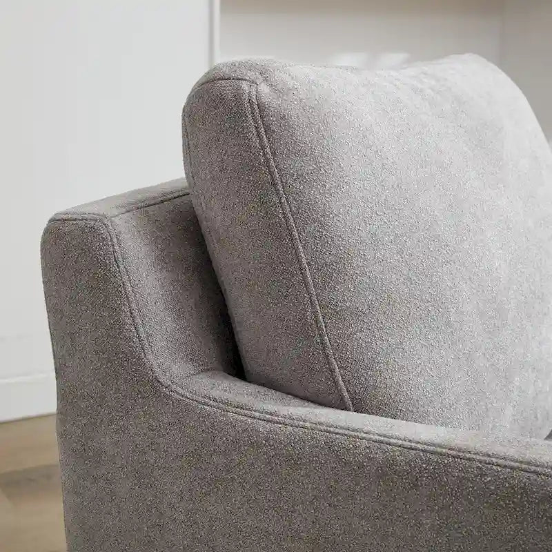 Fauteuil d'appoint pivotant à 360° en chenille moderne de 29,92 pouces avec cadre en bois massif et coussin de dossier amovible