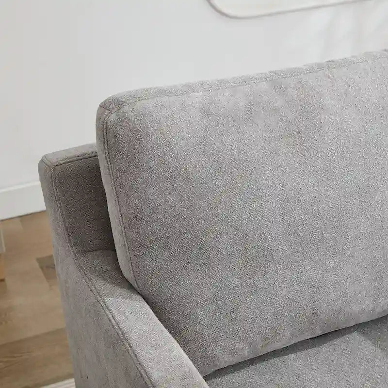 Fauteuil d'appoint pivotant à 360° en chenille moderne de 29,92 pouces avec cadre en bois massif et coussin de dossier amovible