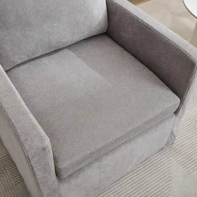 Fauteuil d'appoint pivotant à 360° en chenille moderne de 29,92 pouces avec cadre en bois massif et coussin de dossier amovible