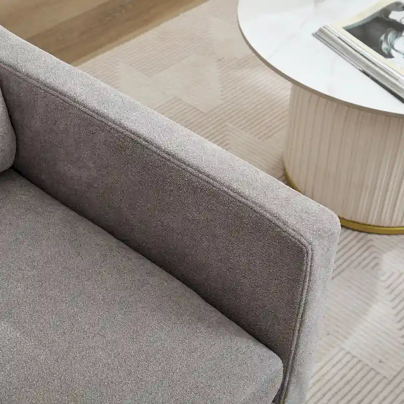 Fauteuil d'appoint pivotant à 360° en chenille moderne de 29,92 pouces avec cadre en bois massif et coussin de dossier amovible