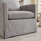 Fauteuil d'appoint pivotant à 360° en chenille moderne de 29,92 pouces avec cadre en bois massif et coussin de dossier amovible