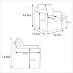 Fauteuil d'appoint pivotant à 360° en chenille moderne de 29,92 pouces avec cadre en bois massif et coussin de dossier amovible