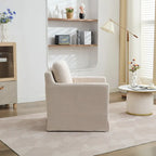 Fauteuil d'appoint pivotant à 360° en chenille moderne de 29,92 pouces avec cadre en bois massif et coussin de dossier amovible