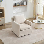 Fauteuil d'appoint pivotant à 360° en chenille moderne de 29,92 pouces avec cadre en bois massif et coussin de dossier amovible