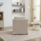 Fauteuil d'appoint pivotant à 360° en chenille moderne de 29,92 pouces avec cadre en bois massif et coussin de dossier amovible