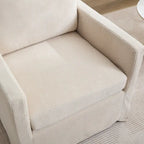 Fauteuil d'appoint pivotant à 360° en chenille moderne de 29,92 pouces avec cadre en bois massif et coussin de dossier amovible