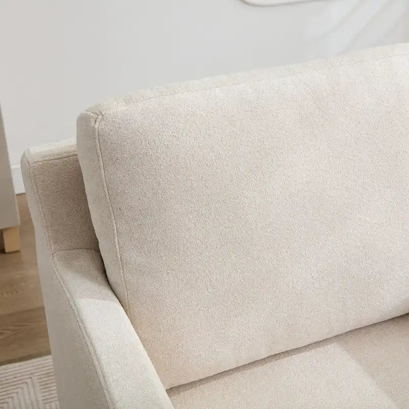 Fauteuil d'appoint pivotant à 360° en chenille moderne de 29,92 pouces avec cadre en bois massif et coussin de dossier amovible