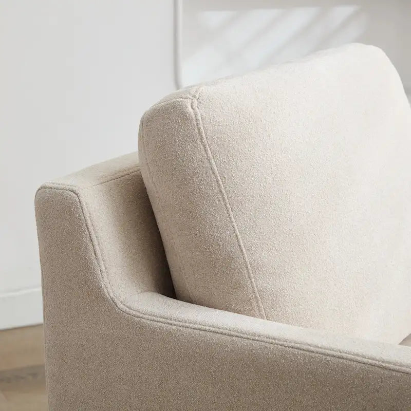 Fauteuil d'appoint pivotant à 360° en chenille moderne de 29,92 pouces avec cadre en bois massif et coussin de dossier amovible