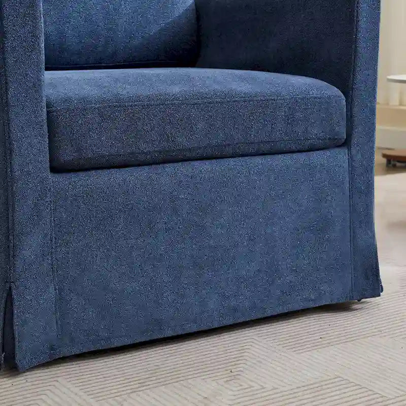 Fauteuil d'appoint pivotant à 360° en chenille moderne de 29,92 pouces avec cadre en bois massif et coussin de dossier amovible