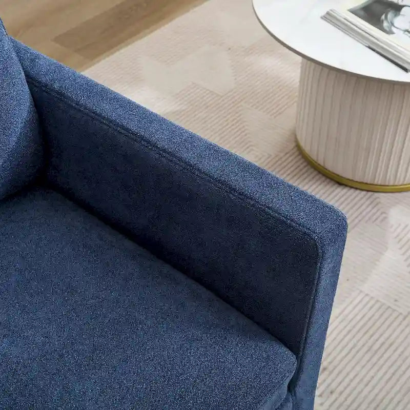 Fauteuil d'appoint pivotant à 360° en chenille moderne de 29,92 pouces avec cadre en bois massif et coussin de dossier amovible