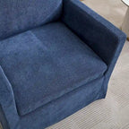 Fauteuil d'appoint pivotant à 360° en chenille moderne de 29,92 pouces avec cadre en bois massif et coussin de dossier amovible