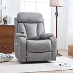Fauteuil inclinable électrique gris pour personnes âgées, avec télécommande, coussin rembourré, pochette latérale et cadre robuste