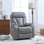 Fauteuil inclinable électrique gris pour personnes âgées, avec télécommande, coussin rembourré, pochette latérale et cadre robuste