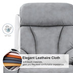 Fauteuil inclinable électrique gris pour personnes âgées, avec télécommande, coussin rembourré, pochette latérale et cadre robuste
