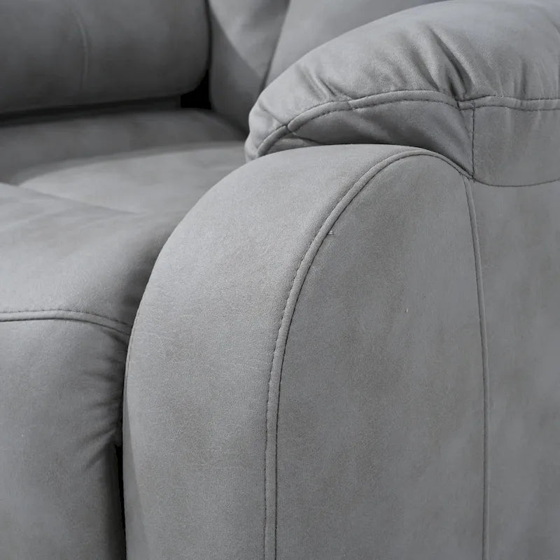 Fauteuil inclinable électrique gris pour personnes âgées, avec télécommande, coussin rembourré, pochette latérale et cadre robuste