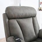 Fauteuil inclinable électrique gris pour personnes âgées, avec télécommande, coussin rembourré, pochette latérale et cadre robuste