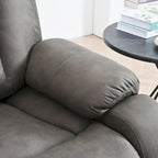 Fauteuil inclinable électrique gris pour personnes âgées, avec télécommande, coussin rembourré, pochette latérale et cadre robuste