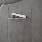 Fauteuil inclinable électrique gris pour personnes âgées, avec télécommande, coussin rembourré, pochette latérale et cadre robuste