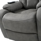 Fauteuil inclinable électrique gris pour personnes âgées, avec télécommande, coussin rembourré, pochette latérale et cadre robuste