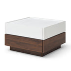 Table basse rotative moderne avec deux compartiments de rangement cachés et deux tiroirs