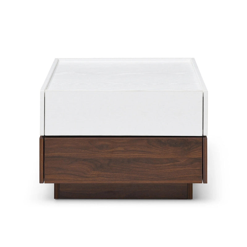 Table basse rotative moderne avec deux compartiments de rangement cachés et deux tiroirs