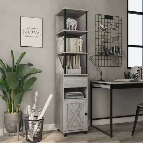 Bibliothèque multi-rangements Clander 72,3" : Structure en fer, meuble avec porte coulissante type "grange" - HOMES: Inside + Out