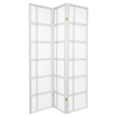 6 ft. Tall Double Cross Shoji Screen - White (3 Panels)