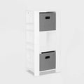 Tour de rangement pour livres et jouets RiverRidge Kids avec 3 casiers et 6 étagères à livres, blanc avec 2 bacs en tissu