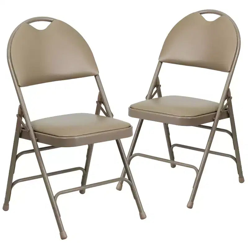 Lot de 2 chaises pliantes HERCULES de la série Extra Large Ultra-Premium à triple entretoise en métal avec poignée de transport facile Flash Furniture