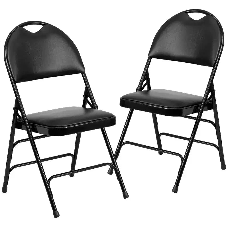 Lot de 2 chaises pliantes HERCULES de la série Extra Large Ultra-Premium à triple entretoise en métal avec poignée de transport facile Flash Furniture