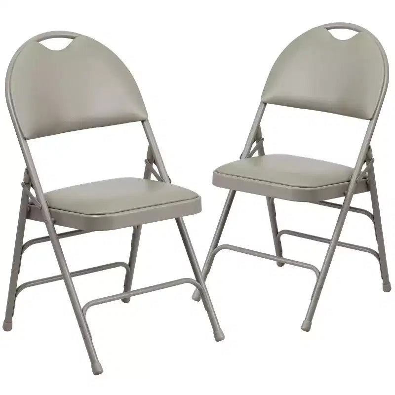 Lot de 2 chaises pliantes HERCULES de la série Extra Large Ultra-Premium à triple entretoise en métal avec poignée de transport facile Flash Furniture
