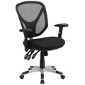 Emma and Oliver Mid-Back Black Mesh Multifunction Swivel Ergonomic Task Office Chair - Arms