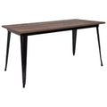 Merrick Lane Table carrée à cadre en acier rectangulaire avec plateau en bois