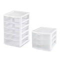 Sterilite 5 Drawer Plastic Modular Desk Storage Bin Unit, 4 Pack, and 3 Drawer Plastic Modular Desk Storage Bin Unit, 4 Pack, for Home Organization
